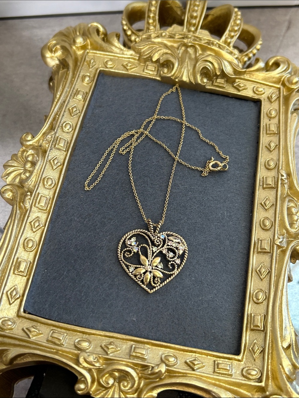 Gold Heart Filigree Pendant Necklace - Women Jewelry
